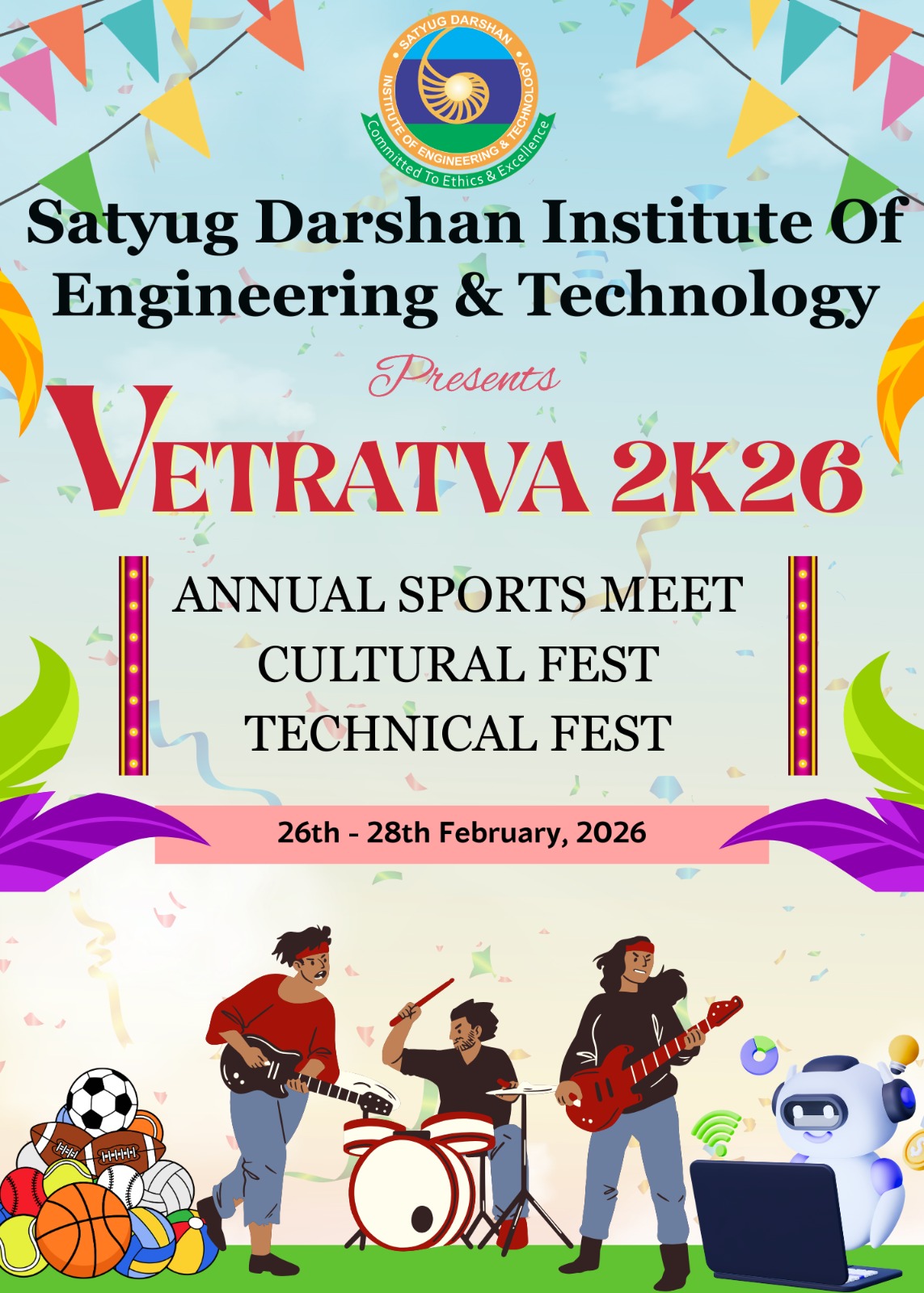 एसडीआईईटी में 26–28 फरवरी को होगा “वेत्रत्व 2K26” का भव्य आयोजन, खेल-सांस्कृतिक व तकनीकी उत्सव एक साथ