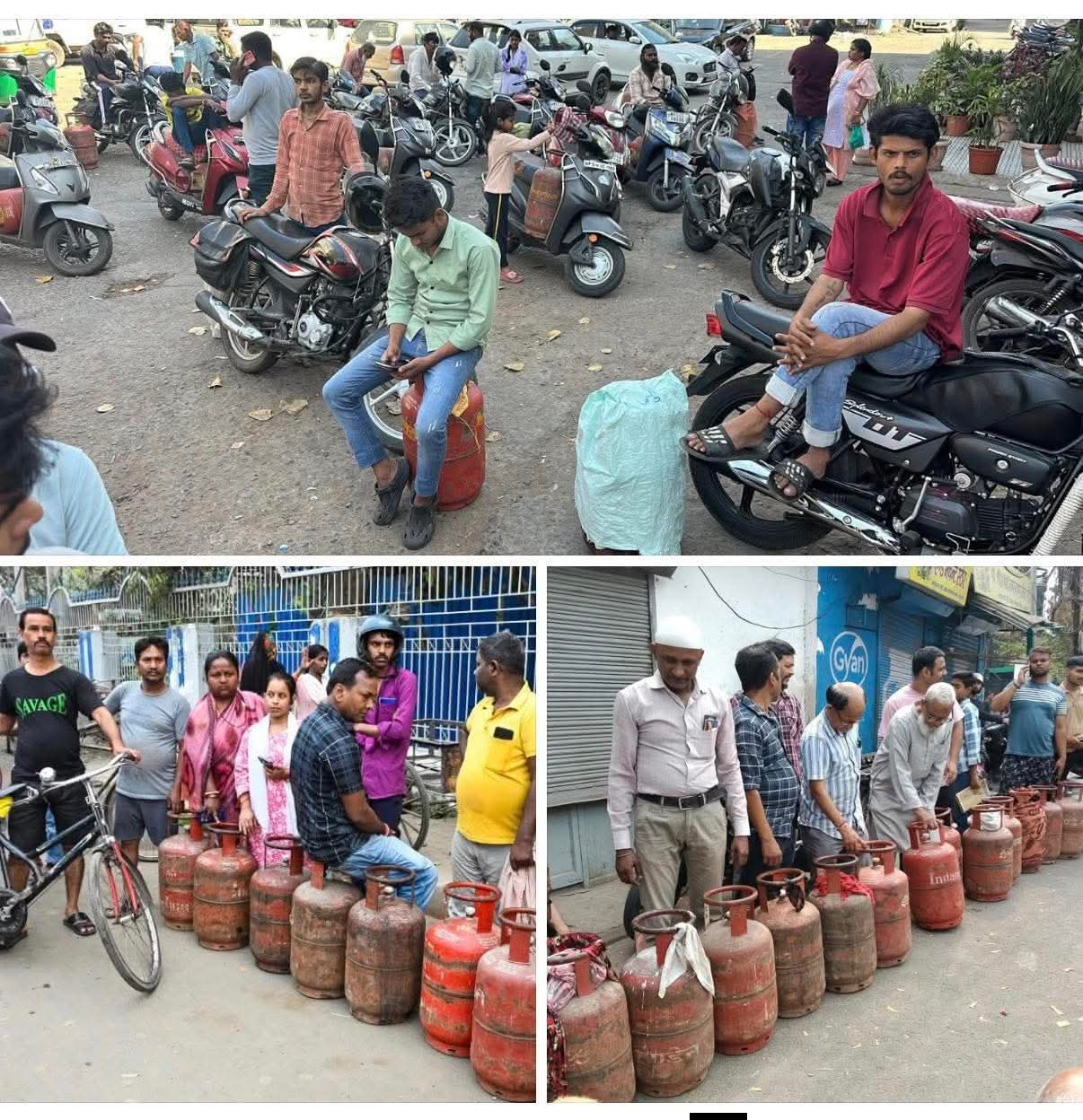 सिलेंडर के लिए लंबी लाइनों में खड़ा होना