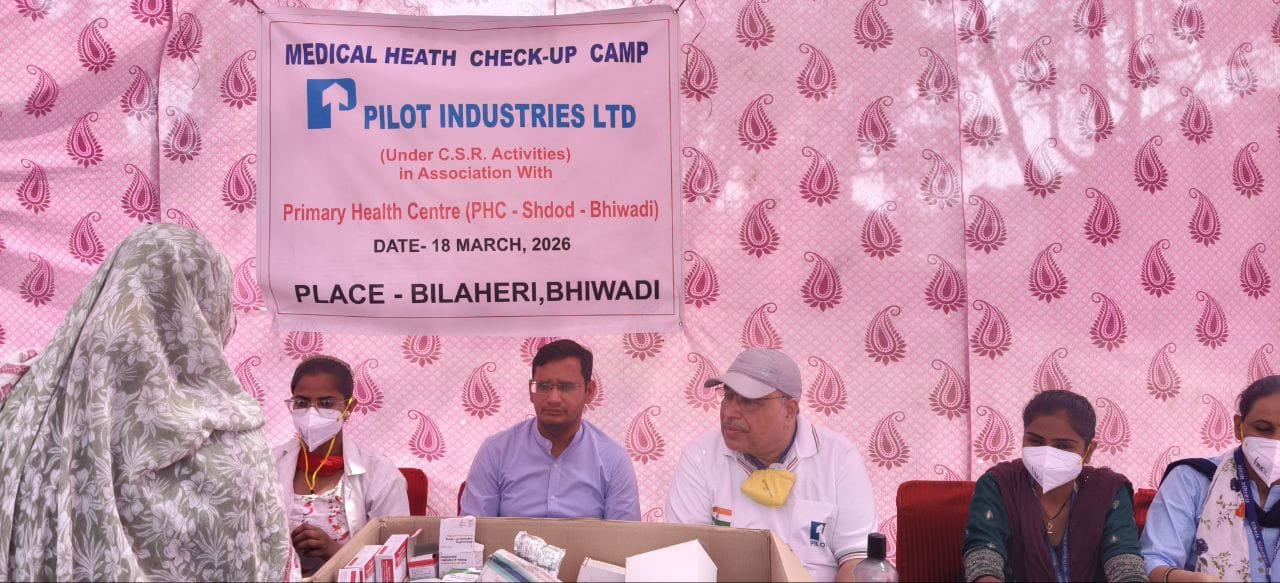 भिवाड़ी समाचार : पायलट इंडस्ट्रीज लिमिटेड ने लगाया नि:शुल्क स्वास्थ्य शिविर, शहरी और ग्रामीणों को मिल रही बेहतर सेवाएं